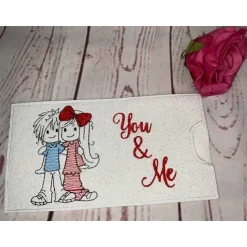 Lustiges Geschenk Schokihülle Schokoladenhülle/ Schokitasche/ Schokiverpackung Handarbeit Freunde gestickt