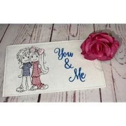 Lustiges Geschenk Schokihülle Schokoladenhülle/ Schokitasche/ Schokiverpackung Handarbeit Freunde gestickt