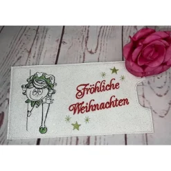 Lustiges Geschenk Schokihülle Schokoladenhülle/ Schokitasche/ Schokiverpackung Handarbeit Weihnachten gestickt