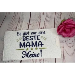 Lustiges Geschenk Schokihülle Schokoladenhülle/ Schokitasche/ Schokiverpackung Handarbeit Mama bestickt