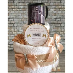 Lustiges Geschenk zur bestandenen Prüfung für Männer – Tasse mit witzigem Spruch & Handtuchtorte