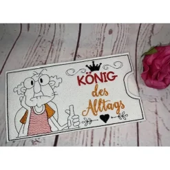 Lustiges Mitbringsel zum Ruhestand Schokihülle Schokoladenhülle/ Schokitasche/ Schokiverpackung Handarbeit gestickt