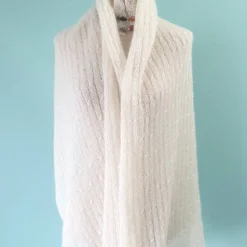 Luxuriöse Brautstola aus Mohair und Seide in Cremeweiß – Elegantes Lacetuch für Hochzeit & Feste