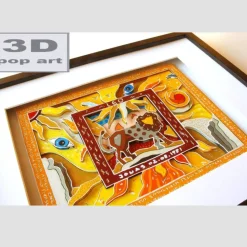 Löwe Sternzeichen personalisiertes geburtstagsgeschenk geschenk mit name geburtsdatum text 3D bild gerahmt pop art geburtstag spirituell