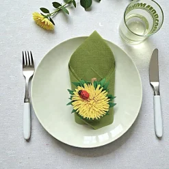 Löwenzahn mit Marienkäfer – Tischdeko, Serviettenhalter & Glücksbringer aus Moosgummi