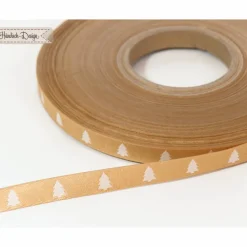 1m (1EUR/m) Webband Tannenbaum gold/weiß 9mm Händisch-Design