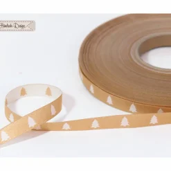 1m (1EUR/m) Webband Tannenbaum gold/weiß 9mm Händisch-Design
