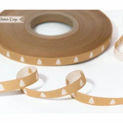 1m (1EUR/m) Webband Tannenbaum gold/weiß 9mm Händisch-Design
