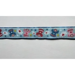 1m Webband mit Engeln, 15mm breit, Meterware, Weihnachten, Engel, Herz, Wolke, Sterne, blau