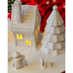 Magisches Weihnachtsdorf Diorama | 3D-gedrucktes PLA | Zum Bemalen & Dekorieren | Beleuchtbare Winterlandschaft | DIY We