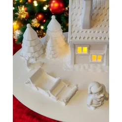 Magisches Weihnachtsdorf Diorama | 3D-gedrucktes PLA | Zum Bemalen & Dekorieren | Beleuchtbare Winterlandschaft | DIY We