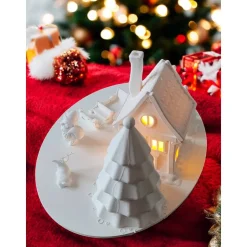 Magisches Weihnachtsdorf Diorama | 3D-gedrucktes PLA | Zum Bemalen & Dekorieren | Beleuchtbare Winterlandschaft | DIY We