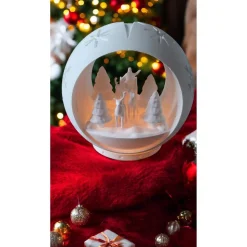 Magisches Winterdorf-Windlicht: 3D-gedruckte PLA-Lichterkugel (15cm) – Nikolaus oder Rentier-Szene