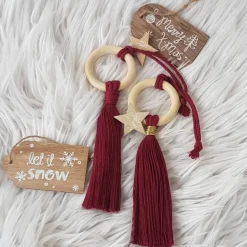 Makramee Anhänger 3er Set, Geschenkanhänger, Baumschmuck, Rückspiegelanhänger