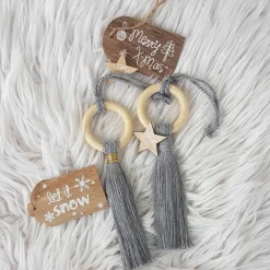 Makramee Anhänger 3er Set, Geschenkanhänger, Baumschmuck, Rückspiegelanhänger