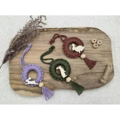 Makramee Anhänger mit Hasenmotiv aus Holz & Quaste | Ostern | Handmade | Einzeln oder 3er-Set
