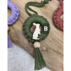 Makramee Anhänger mit Hasenmotiv aus Holz & Quaste | Ostern | Handmade | Einzeln oder 3er-Set