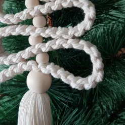 Makramee Baum, beige, Weihnachtsanhänger