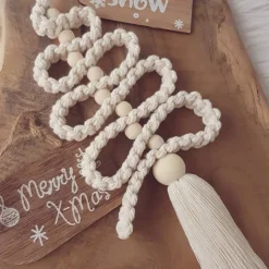 Makramee Baum, beige, Weihnachtsanhänger