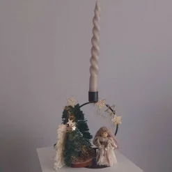 Makramee Engel Kerzenhalter Weihnachten – Handgemachte Deko auf Holzscheibe