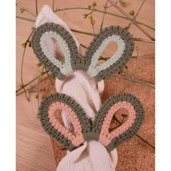 Makramee Hasenohren verspielte Oster-Deko & Serviettenring – Handgemacht und vielseitig