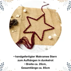 Makramee Stern Weihnachten Boho – Handgefertigte Deko zum Hängen für Tür, Fenster & Wand