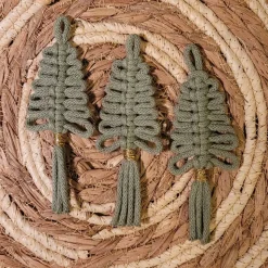 Makramee Tannenbaum, 3er Set, Geschenkanhänger