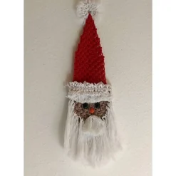 Makramee Weihnachtsmann Wanddeko – Handgemachte Weihnachtsmann Dekoration aus Baumwolle