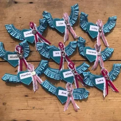 Maßkrug-Band, Maßkrug-Strumpfband, Markierungsband, Krugband zünftig kariert Wunschbeschriftung Filzherz