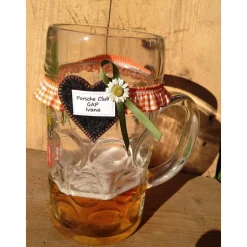 Maßkrug-Strumpfband, Maßkrug-Band, Krug-Band Markierungsband, Namensträger zünftig kariert Trachtenhut Wiesn-give-away