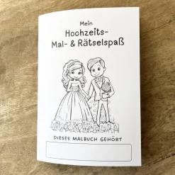 Malbuch Nr. 2 | 5er Set mit Buntstiften | Malbuch Hochzeit für Kinder | Mal - & Aktivitätenbuch | Rätselspaß für Kin