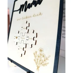 Mama wir lieben dich personalisiertes Holzbild mit Puzzle. Ideal zum Muttertag, Valentinstag, Geschenk