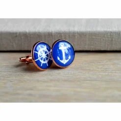 Manschettenknöpfe Rosegold maritim & musikalisch – Anker oder Noten – Geschenk für Bräutigam & Trauzeugen