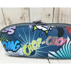 Mappe/Kosmetiktasche Comic blau in 3 Größen – Federmäppchen & Stiftetasche aus