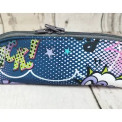 Mappe/Kosmetiktasche Comic blau in 3 Größen – Federmäppchen & Stiftetasche aus