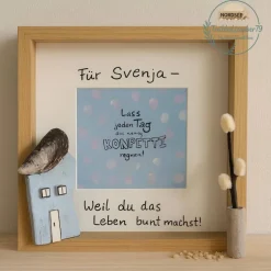 Maritime Deko personalisiert – Handmade Geschenk Baby & Freundin | Shabby Chic Treibholz Häuschen