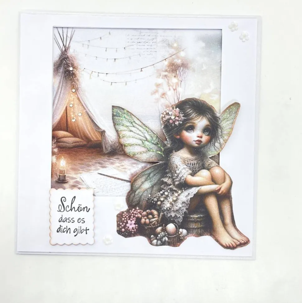 Maritime Geburtstagskarte mit Elfe – Glückwunschkarte Strand & Urlaub im Tippi Zelt– personalisierbar