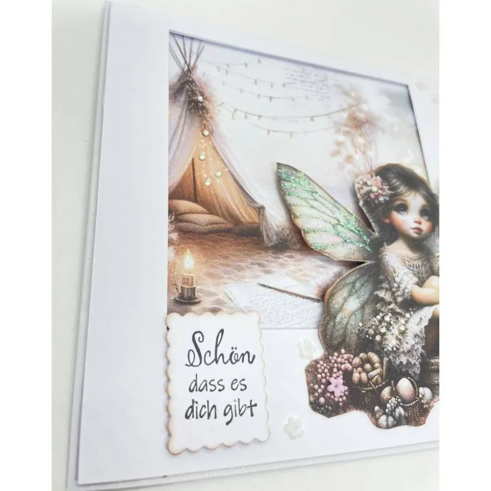 Maritime Geburtstagskarte mit Elfe – Glückwunschkarte Strand & Urlaub im Tippi Zelt– personalisierbar