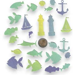 Maritime Schultüten & Streuteile – 20 Mini Schultüten + 25 Streudeko, Tonkarton & Glitzer Moosgummi, Einschulung, Scrapbooking