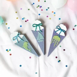 Maritime Schultüten & Streuteile – 20 Mini Schultüten + 25 Streudeko, Tonkarton & Glitzer Moosgummi, Einschulung, Scrapbooking