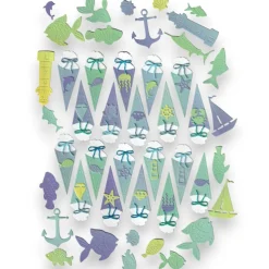 Maritime Schultüten & Streuteile – 20 Mini Schultüten + 25 Streudeko, Tonkarton & Glitzer Moosgummi, Einschulung, Scrapbooking