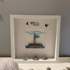 Maritimes Wandbild Segelboot – Handgemachtes Steinbild als einzigartiges Geschenk und Deko