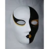 Maske, schwarz, weiß, gold, handbemalt, Tiermaske, Pappmache
