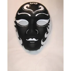 Maske, schwarz, weiß, handbemalt, Pappmache