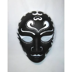 Maske, schwarz, weiß, handbemalt, Pappmache