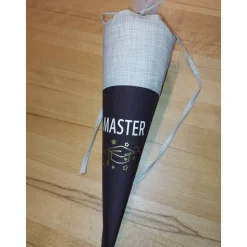 Master, Abschlusstüte, Glückwunschtüte - Braun gestrichelt personalisierbar mit Namen