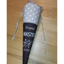 Master, Abschlusstüte, Glückwunschtüte - Braun Punkte personalisierbar mit Namen