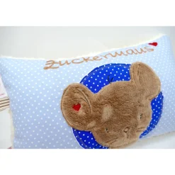 Maus im Doodlekreis - Namenskissen Taufkissen Kuschelkissen Kindergartenkissen Geburtsgeschenk  Schmusekissen