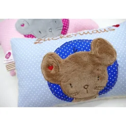 Maus im Doodlekreis - Namenskissen Taufkissen Kuschelkissen Kindergartenkissen Geburtsgeschenk  Schmusekissen