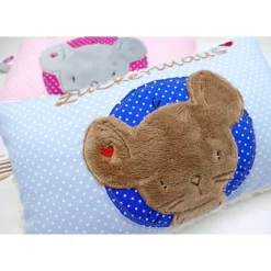 Maus im Doodlekreis - Namenskissen Taufkissen Kuschelkissen Kindergartenkissen Geburtsgeschenk  Schmusekissen